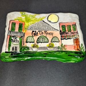Handcrafted vintage plaster of Paris New‎ Orleans landmarks wall hanging plaque